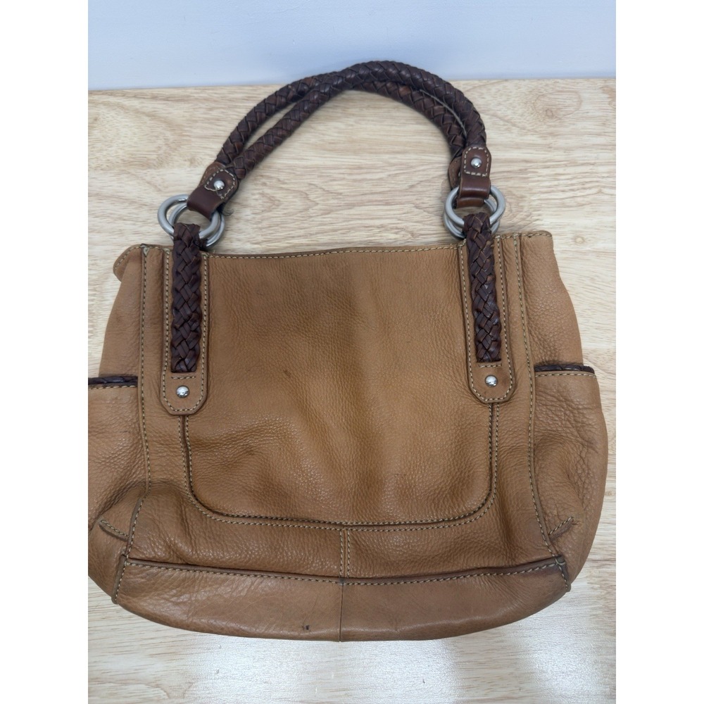 Fossil Satchel Shoulder Soft Leather‎ Bag Women's Brown Y2K Braided Handles #13